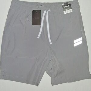 Hurley Exist Slash Logo Sport Shorts Color-Gray Size-M NWT